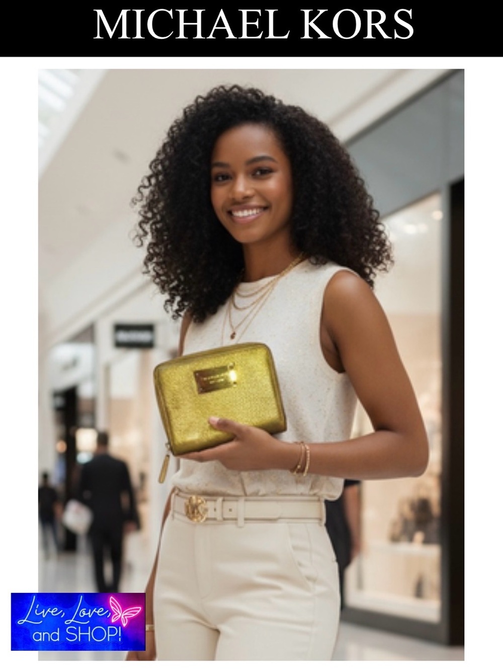MICHAEL KORS Metallic Gold Wallet, EUC